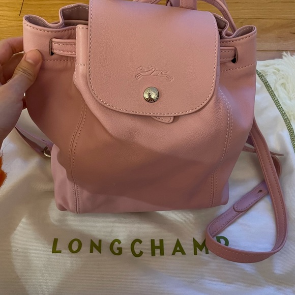 Longchamp pink leather backpack